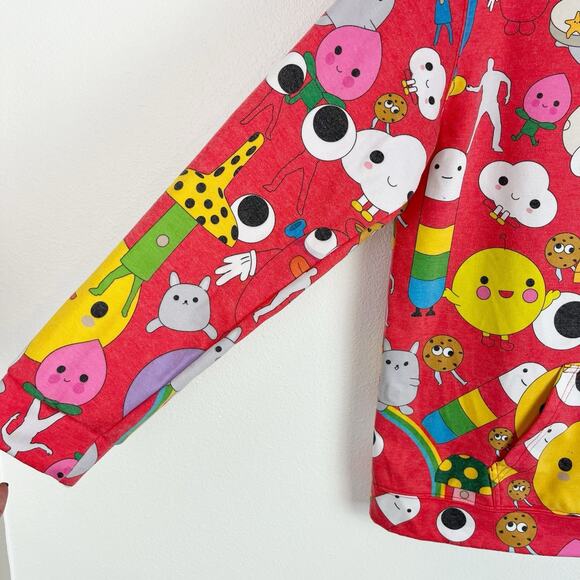 J Balvin Hoodie X Friends With You Size Large Red With Rainbows - Picture 4 of 7